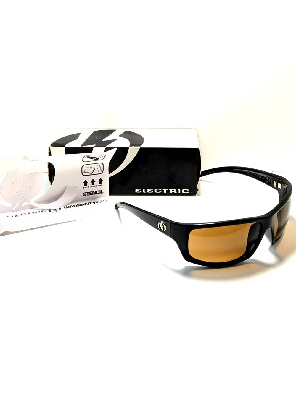 Electric Tech XL Yellow Amber UV Black Sport Wraparound Men's Outdoor Sunglasses